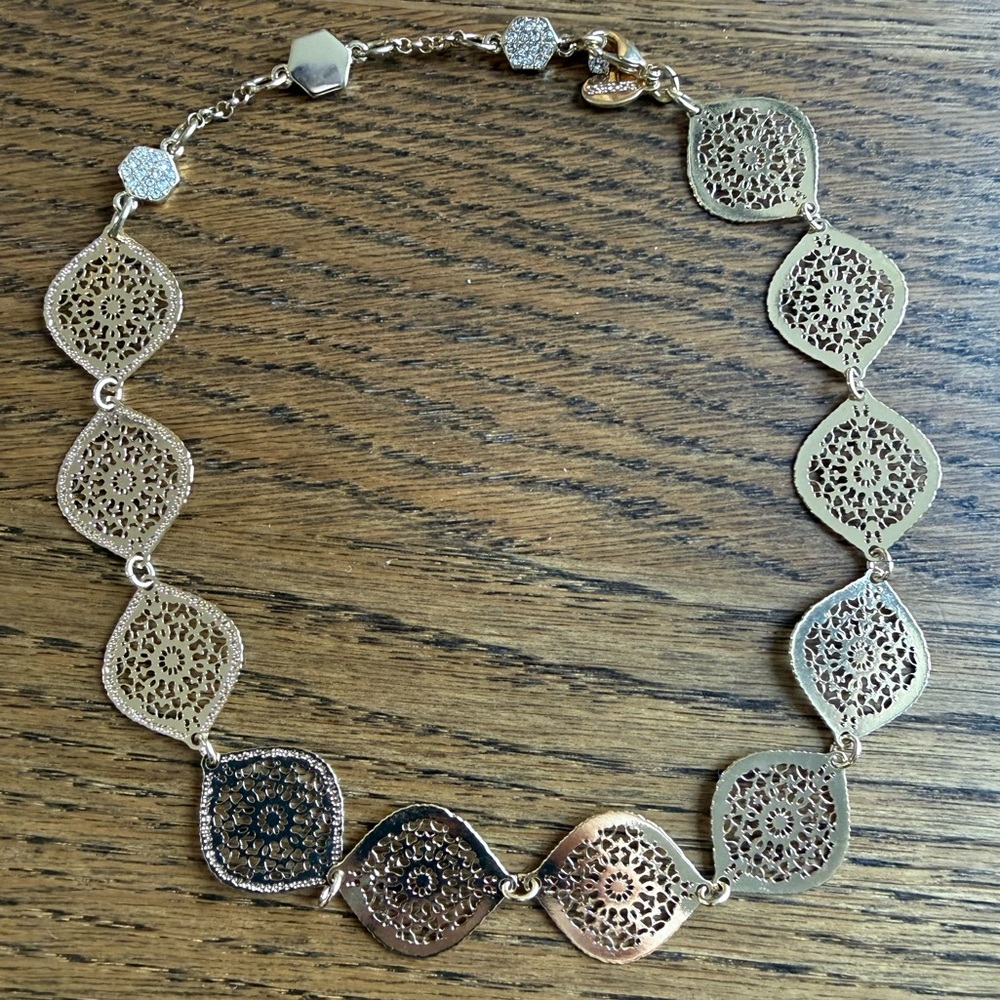 EXPRESS Gold Filigree Station Statement Necklace Boho